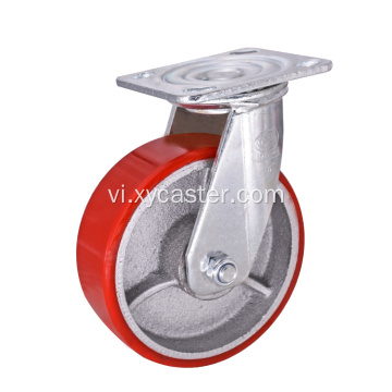 Red Heavy Duty PU trên Cast Caster